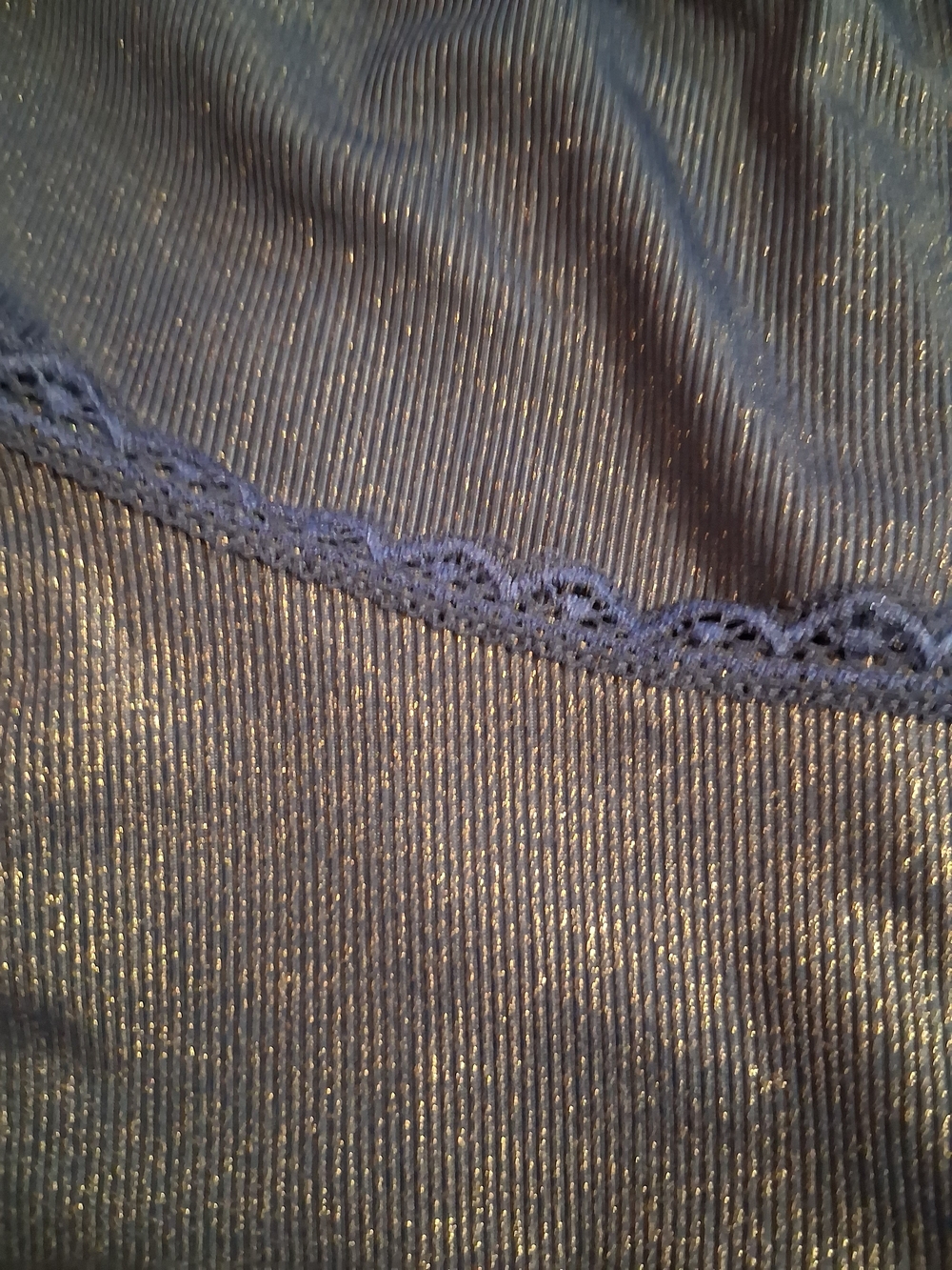 VENUS Denim Blue and Gold Shimmer Cami & Lace-Trim Shorts Sleep Set